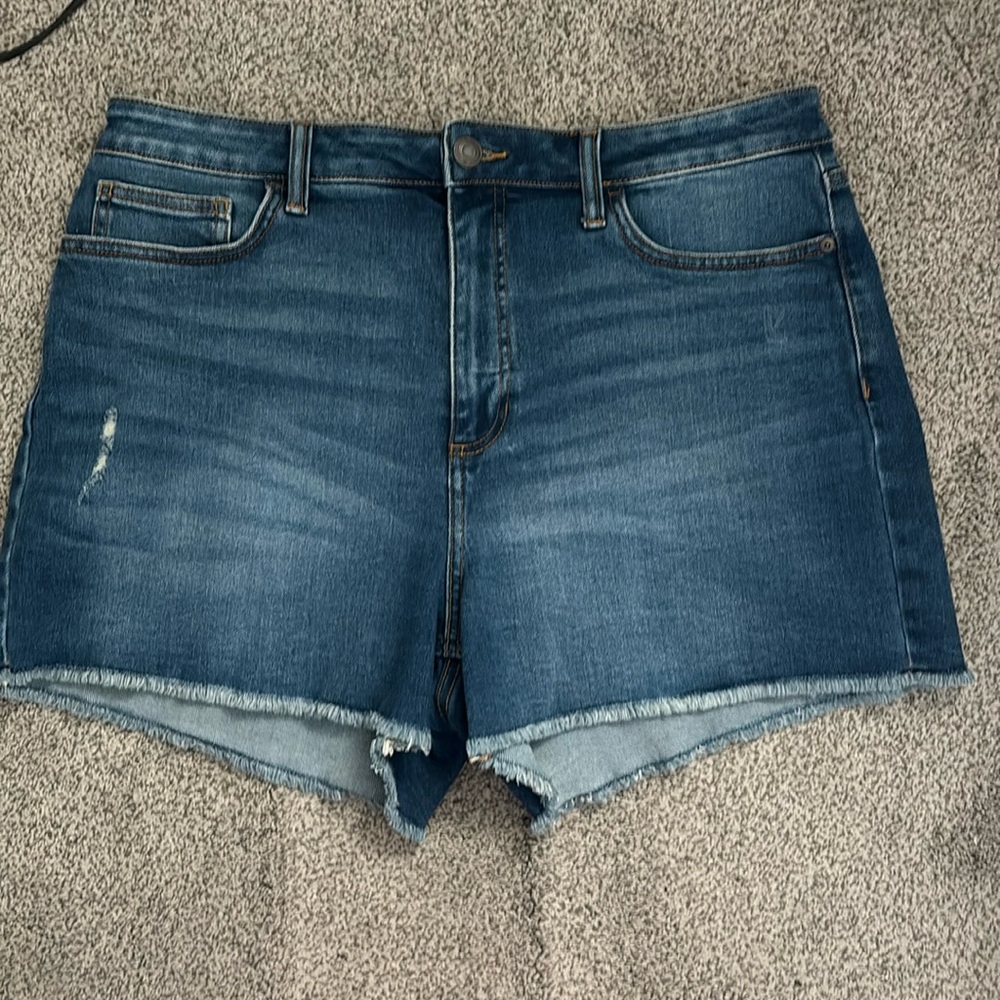 Lauren Conrad Denim Shorts Raw Hem Blue RN 73277 Womens Size 16